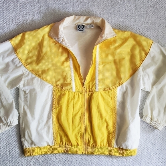 Vintage 90's R&R Sports Abstract Print Full Zip Windbreaker Jacket Size 14-16 - Picture 2 of 7